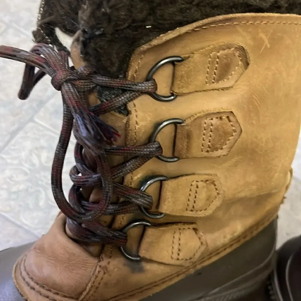 Sorel Badger Brown Women’s Insulated Winter Toe-Up Boots with Faux Fur- Size 7